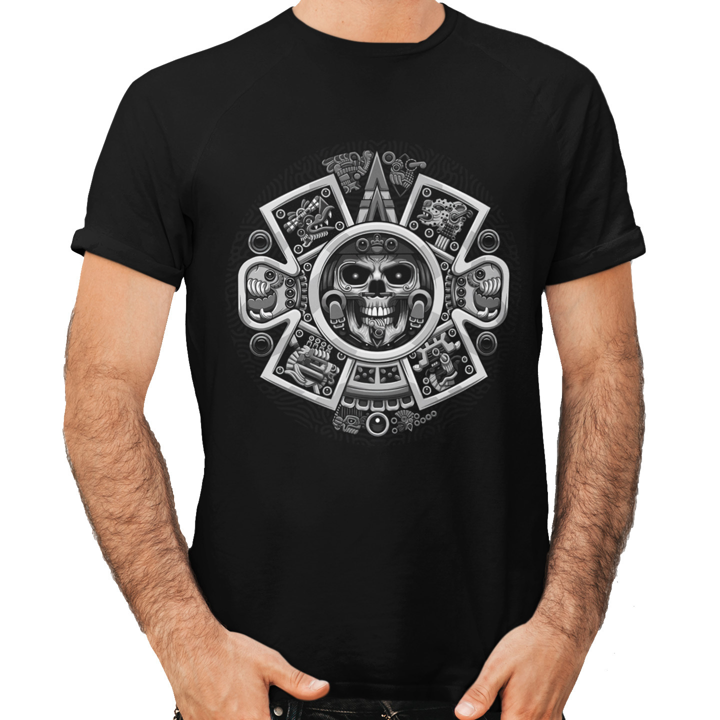 Playera Caballero y Dama Calendario Azteca Calaveras Cráneo Skull