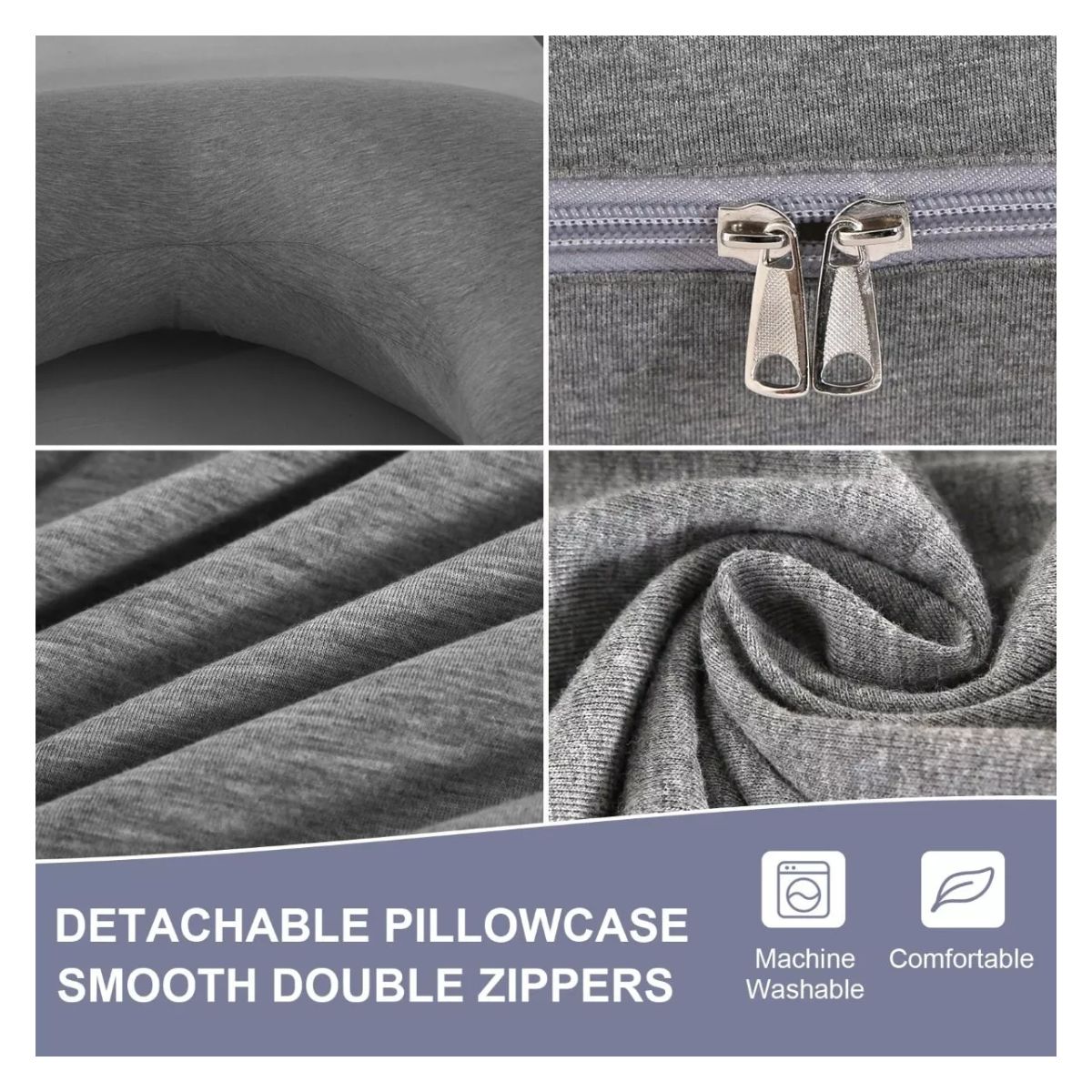 Almohada Para Embarazo Tipo J Lactancia Tela Súper Suave Gris