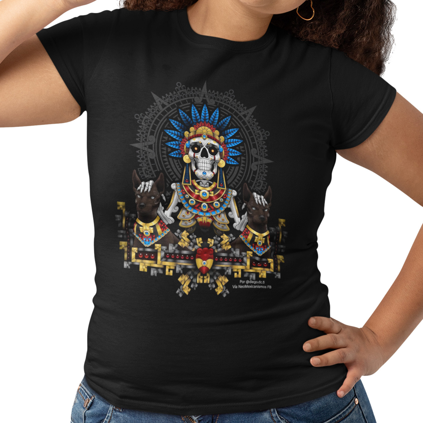 Playera Caballero y Dama Calavera Xoloittzcuitles Prehispánica Cráneo Skull