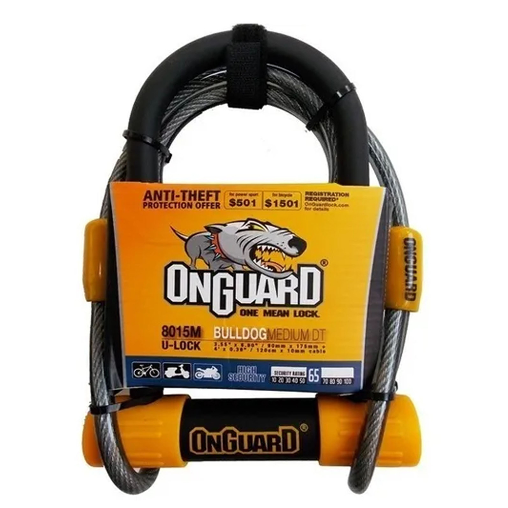 Candado Tipo U para Bicicleta Onguard con Cable Mod. BULLDOG 8015M