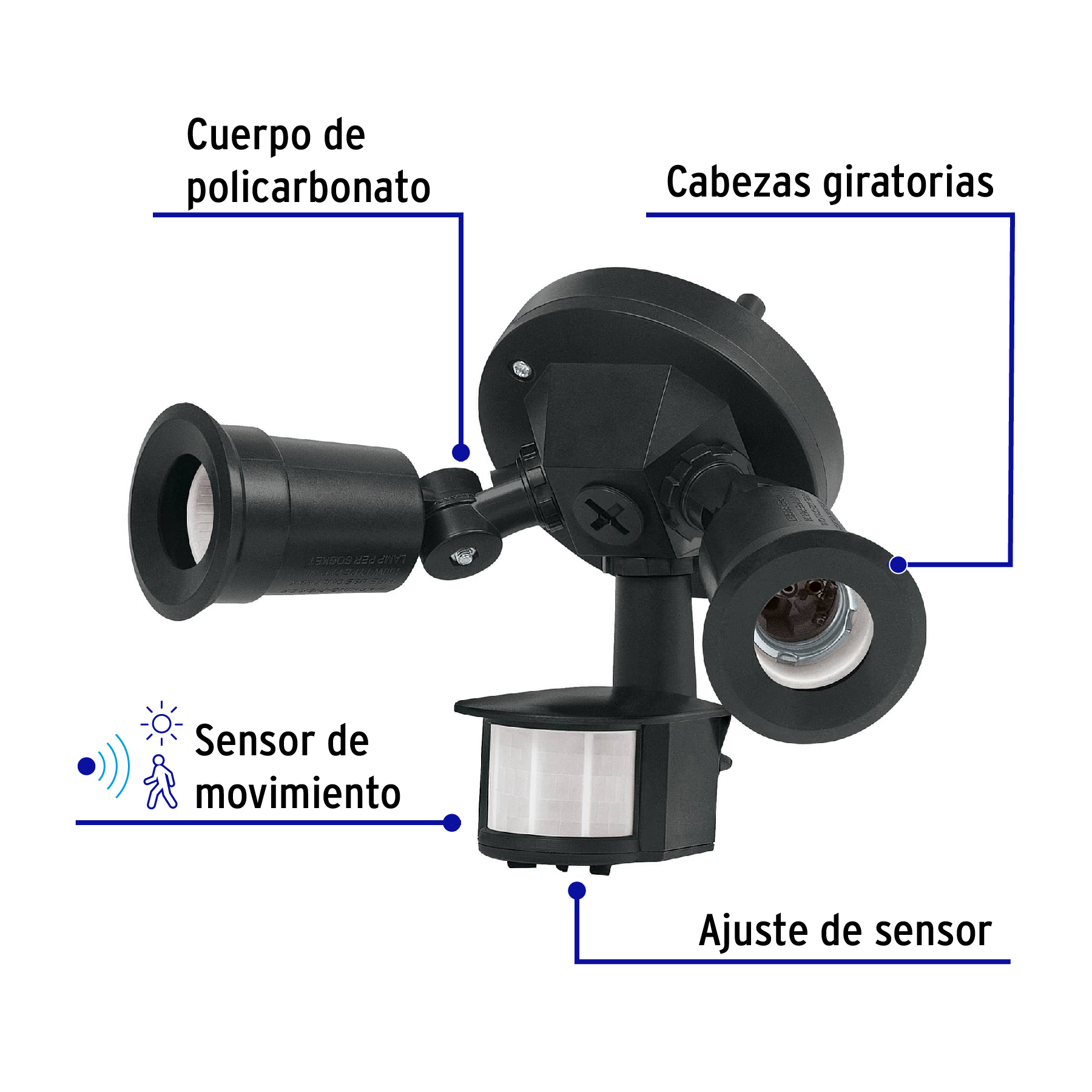 Focos C/sensor De Movimiento Interior/exterior Volteck 2 Pza