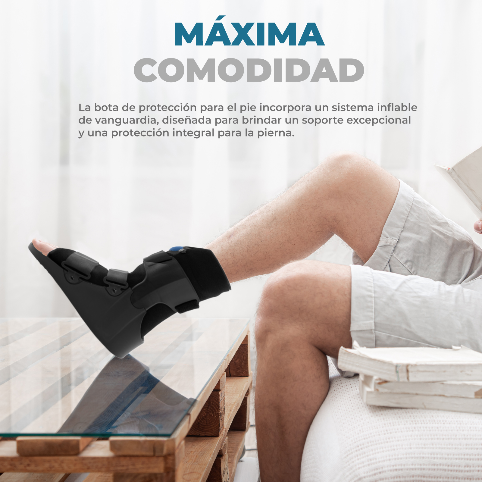 Bota Ortopédica Onof, Bota Postoperatorias, Rehabilitacion, Fracturas, Esgince, Lesiones en Tobillo y Pie con Suela Antiderrapante 