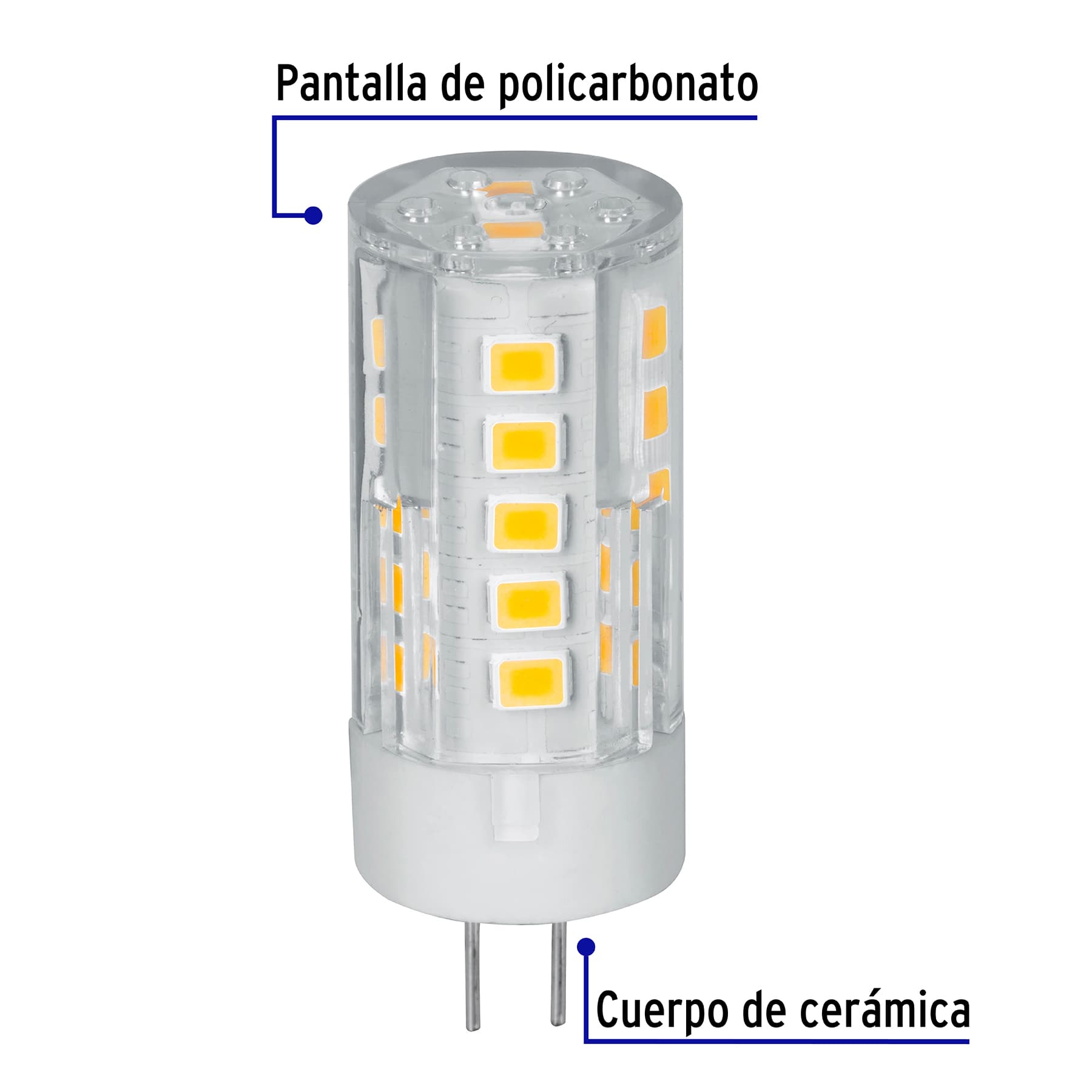 LÁMPARA DE LED TIPO CÁPSULA 3 W BASE G4 LUZ CÁLIDA, BLÍSTER VOLTECK 48103