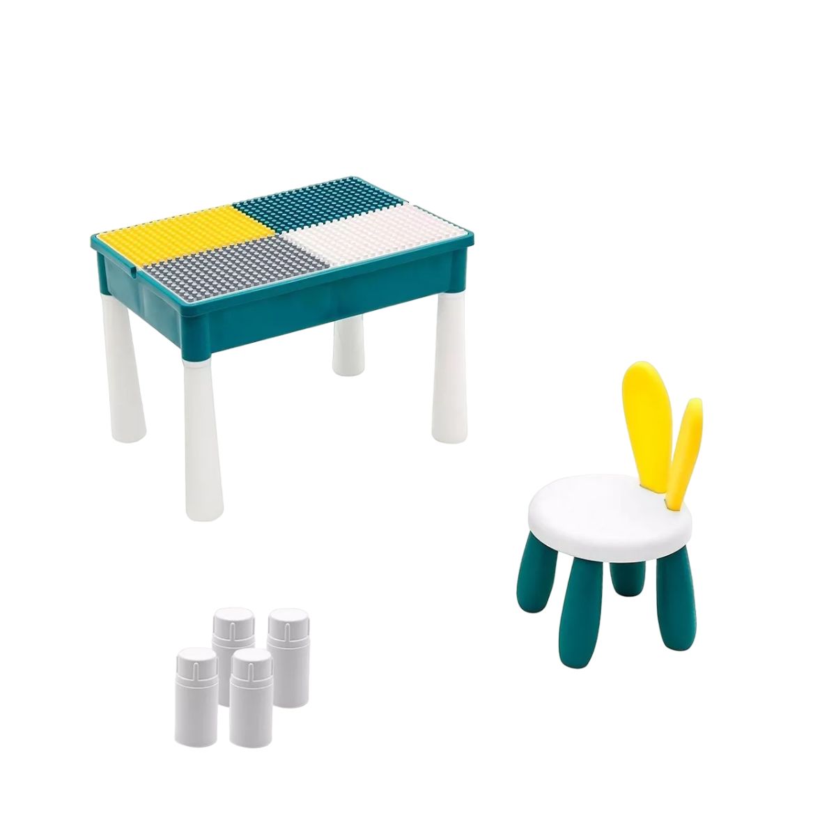 Juego Para Niños Silla Y Mesa Didactica Con Bloques Juguete Azul