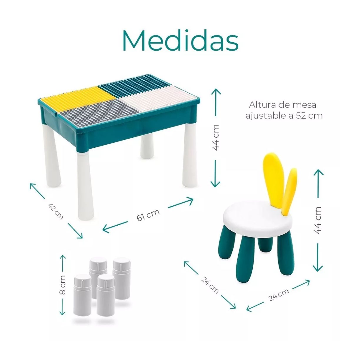 Juego Para Niños Silla Y Mesa Didactica Con Bloques Juguete Azul