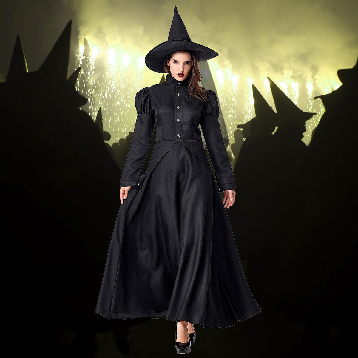 Disfraz Halloween Premium De Tela Bruja Witch Hechicera Maga Adulto 12+ Tallas Disponibles
