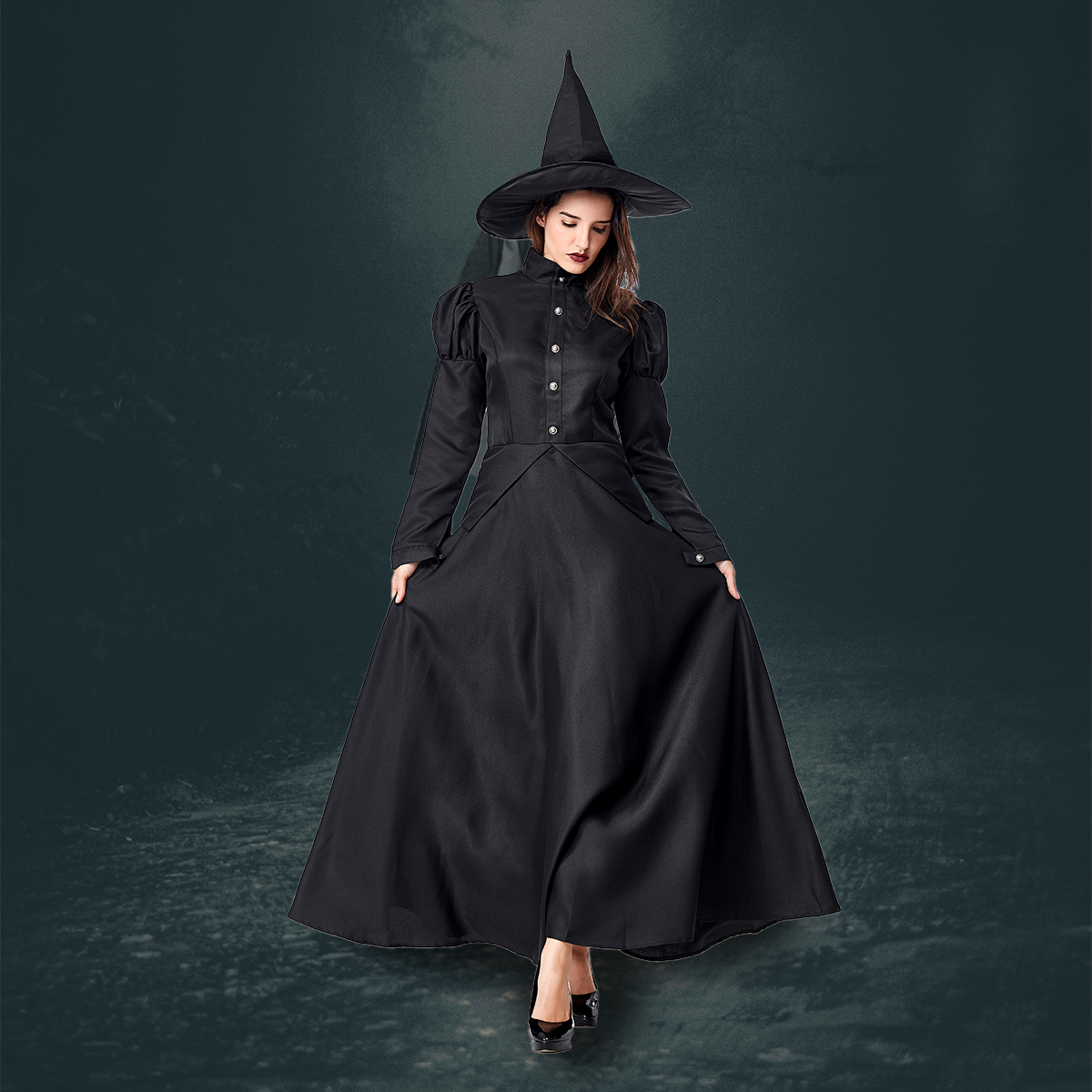 Disfraz Halloween Premium De Tela Bruja Witch Hechicera Maga Adulto 12+ Tallas Disponibles