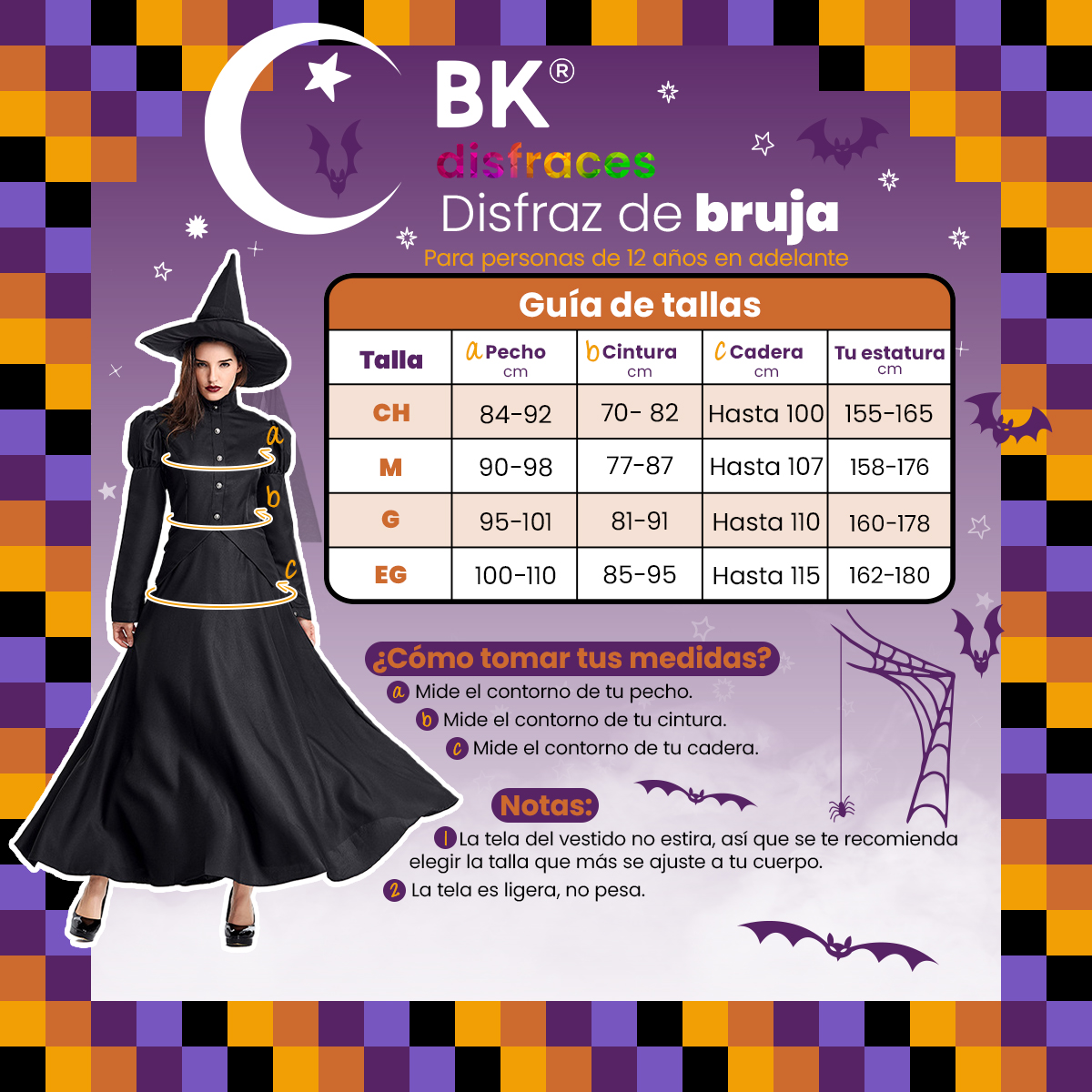 Disfraz Halloween Premium De Tela Bruja Witch Hechicera Maga Adulto 12+ Tallas Disponibles