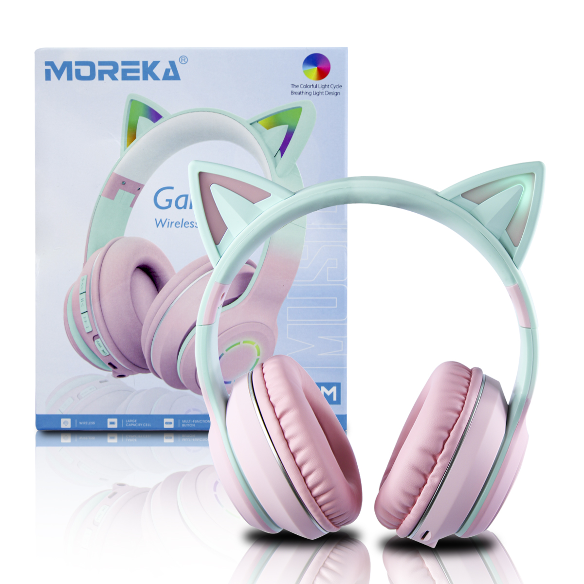 Audífonos Gamer Orejas De Gato Moreka St89m