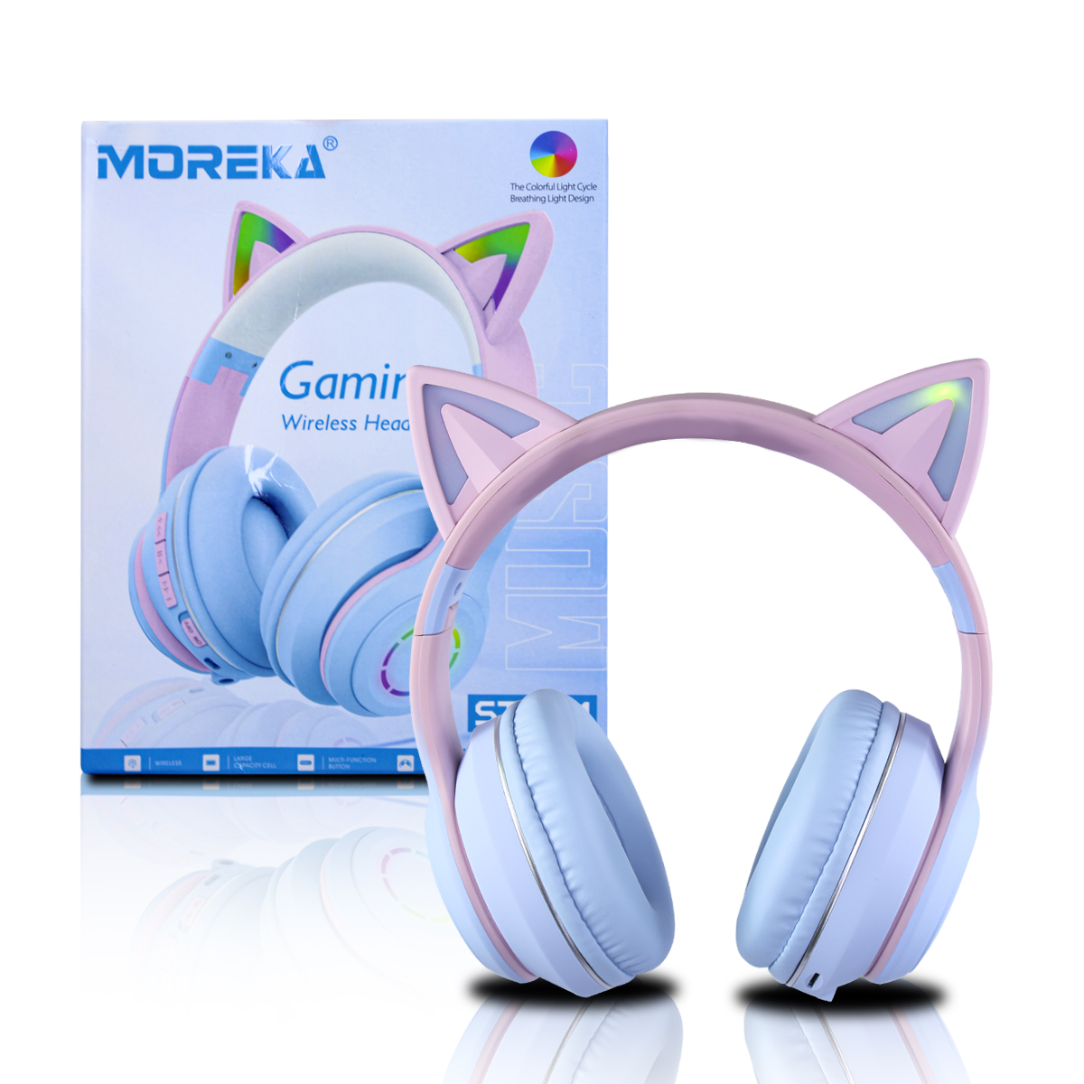 Audífonos Gamer Orejas De Gato Moreka St89m