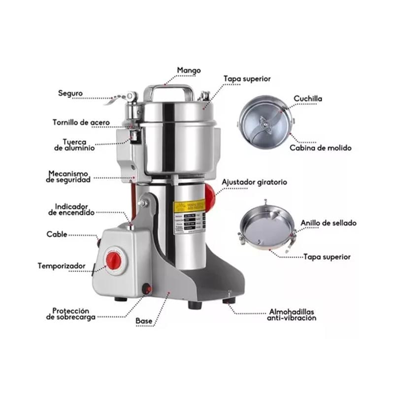 Molino Electrico Compraymas Pulverizador De Granos, Especies y Semillas 800grs