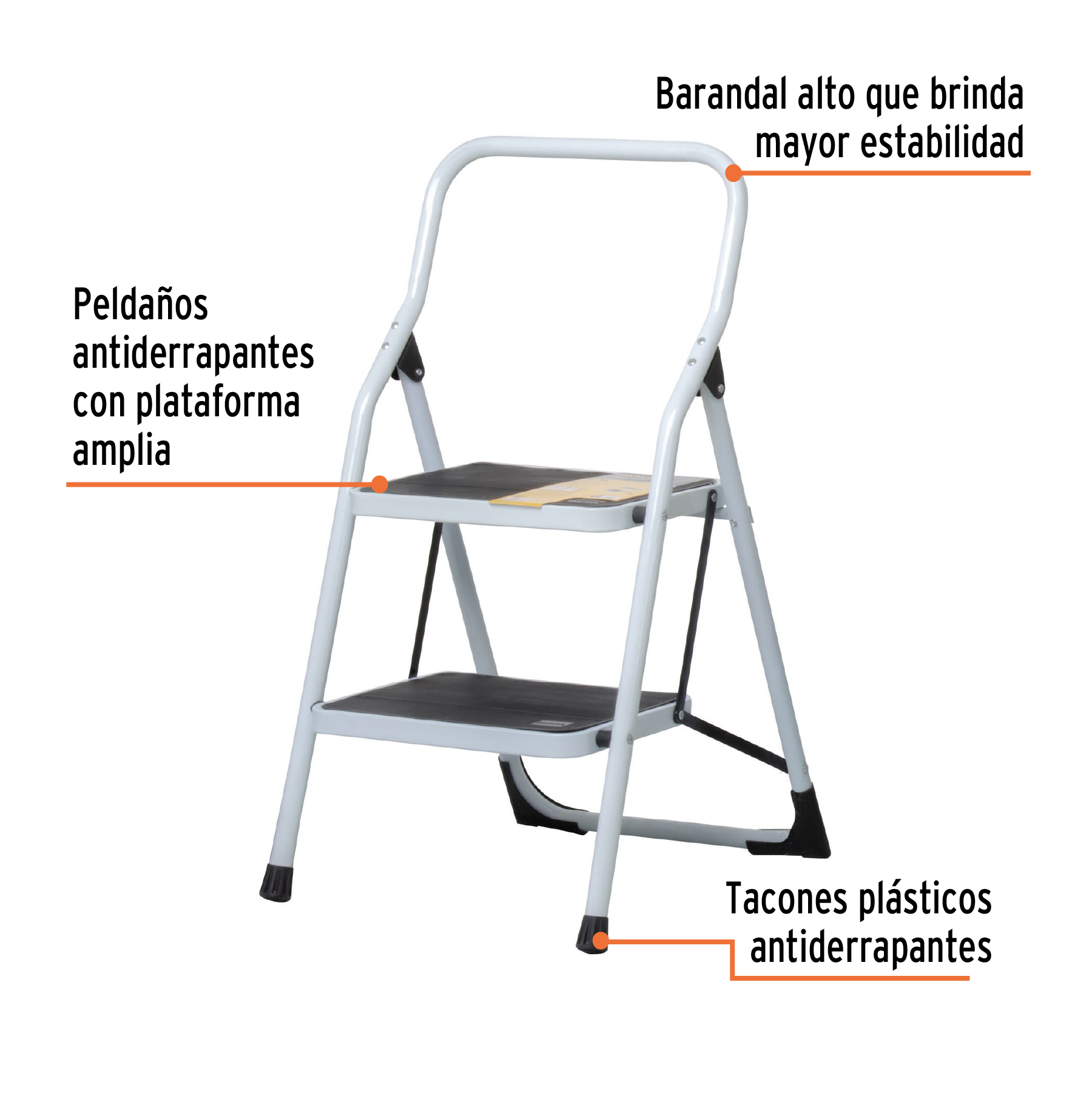 ESCALERA TUBULAR, PLEGABLE, 2 PELDAÑOS, PRETUL 24118