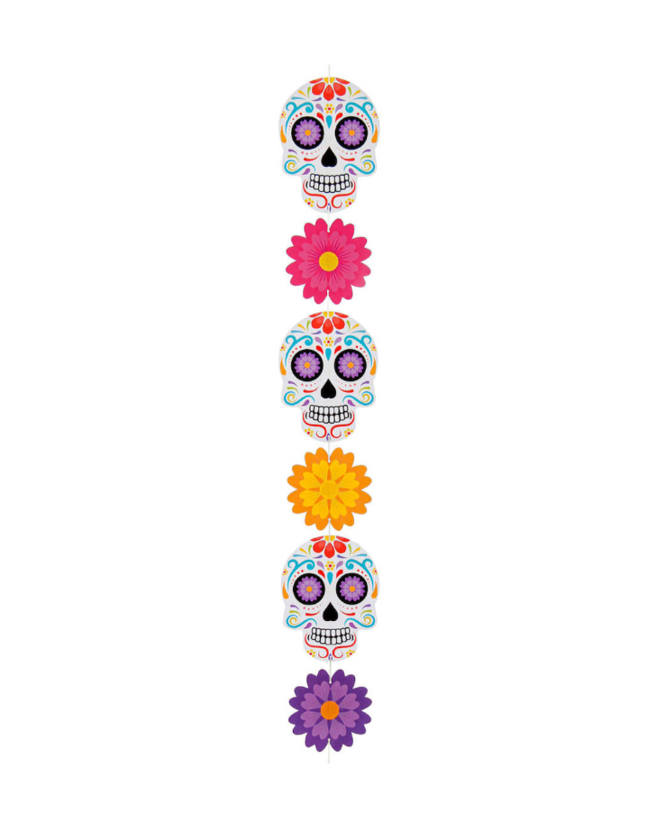 Guia Vertical Calaveras Dia Muertos Halloween 2m Mylin 1pz