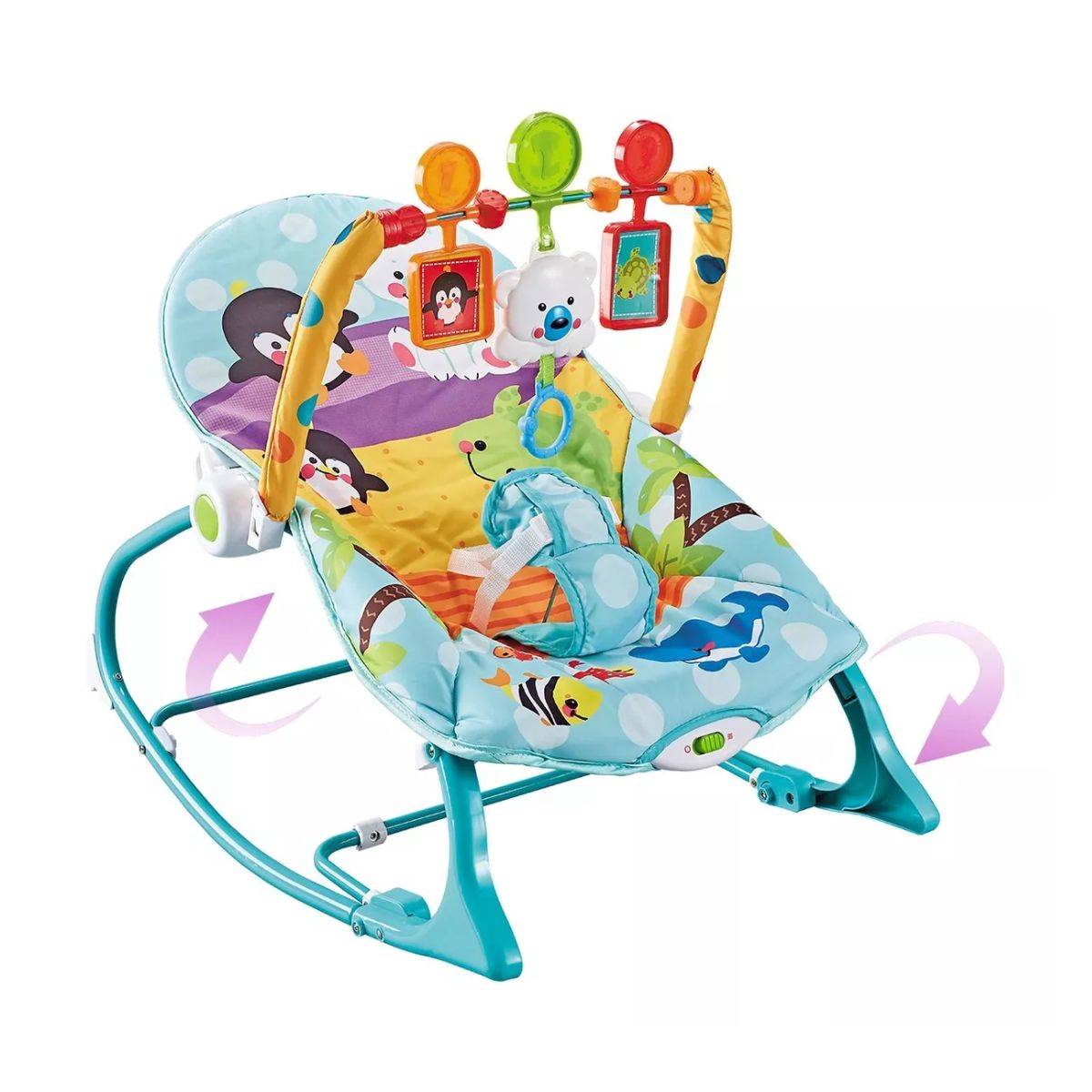 Rocker Silla Vibradora Mecedora De Bebe Musical Con Juegos Azul/verde/turquesa