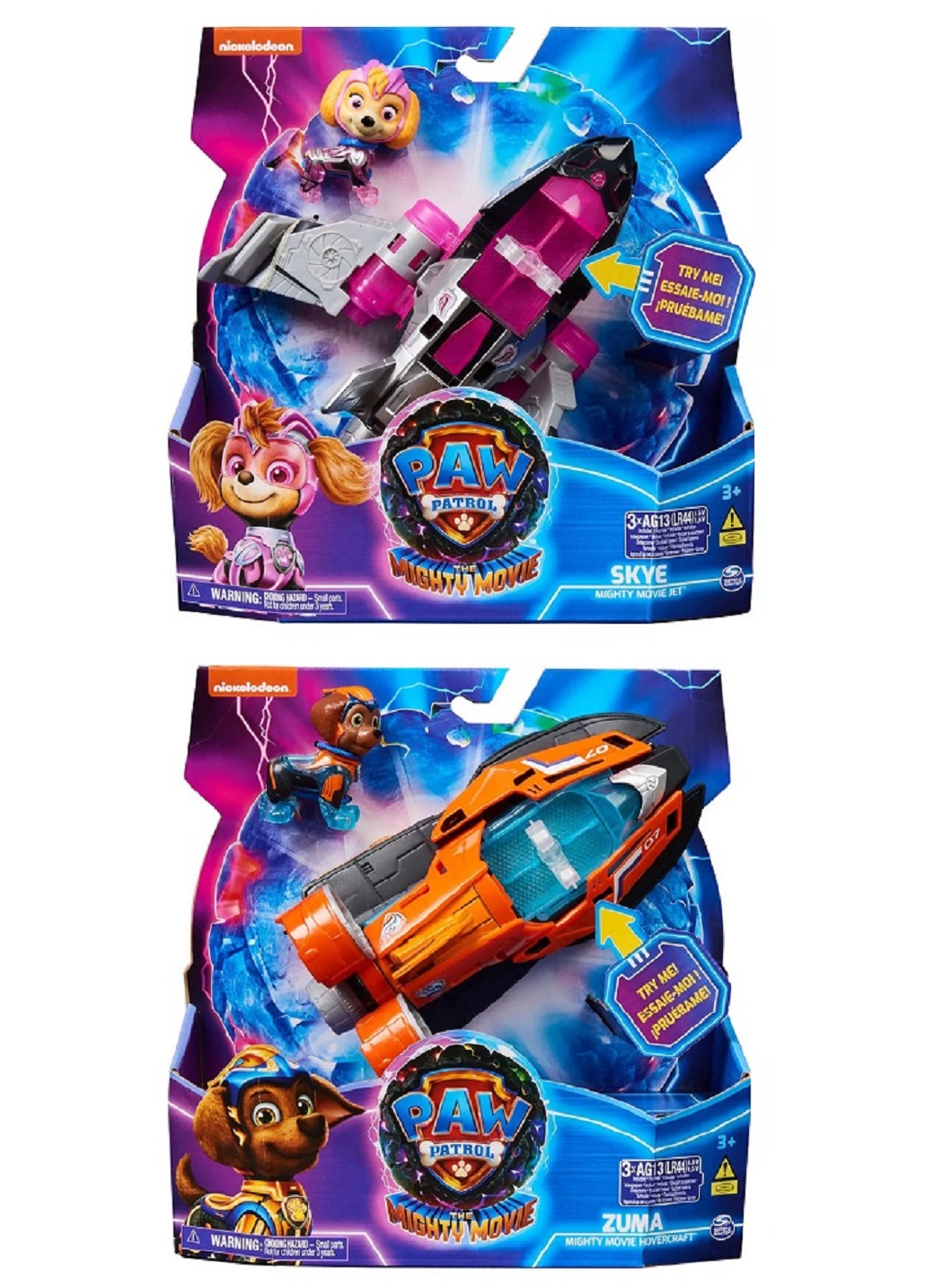 Paw Patrol Mighty Movie - Vehiculo skye y zuma, marshall y rubble o chase y rocky spin master