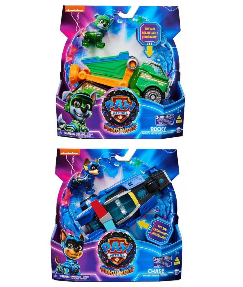 Paw Patrol Mighty Movie - Vehiculo skye y zuma, marshall y rubble o chase y rocky spin master