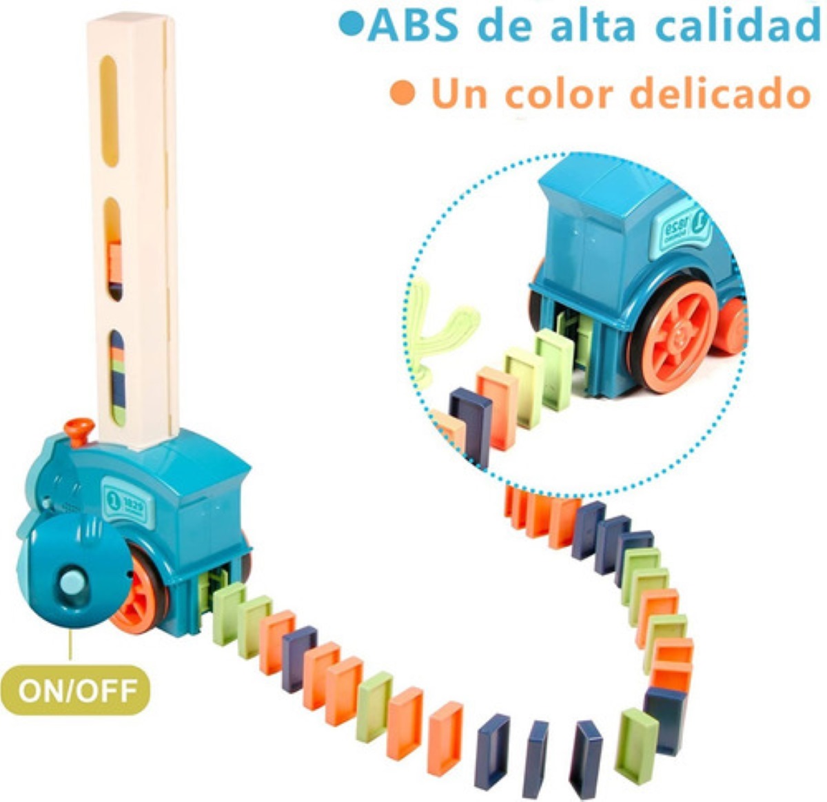 Juego Para Niños Tren Dominó Vehículos 60pz Multicolor