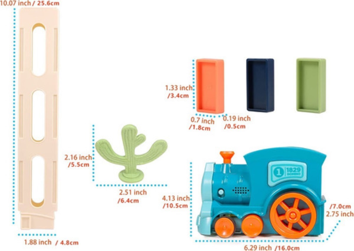 Juego Para Niños Tren Dominó Vehículos 60pz Multicolor