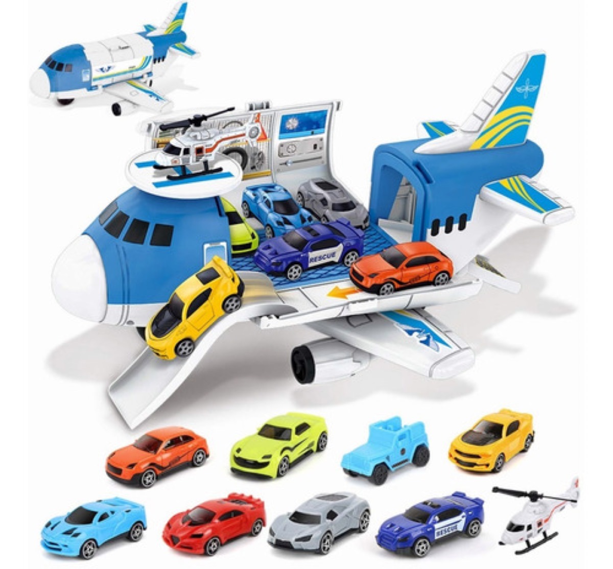 Juguetes De Avión Con 8 Autos Deportivos Y 1helicóptero Niño Multicolor
