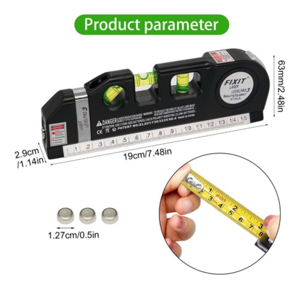 Nivel Láser Profesional Trena Level Etapas De Nivelació Negro