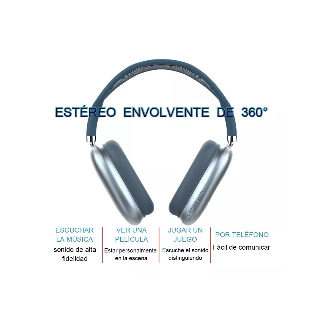 Audifonos Diadema  Inalámbricos Azul