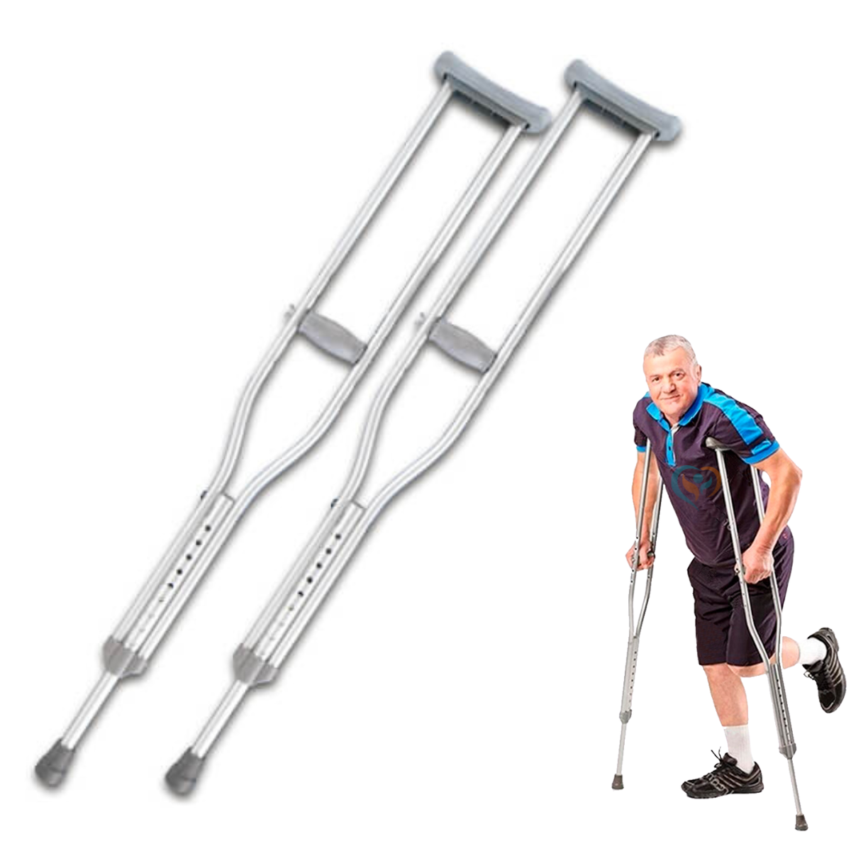 Muletas Ortopédicas Adulto Axilares Reforzadas Medianas 110 Kg Super Confort