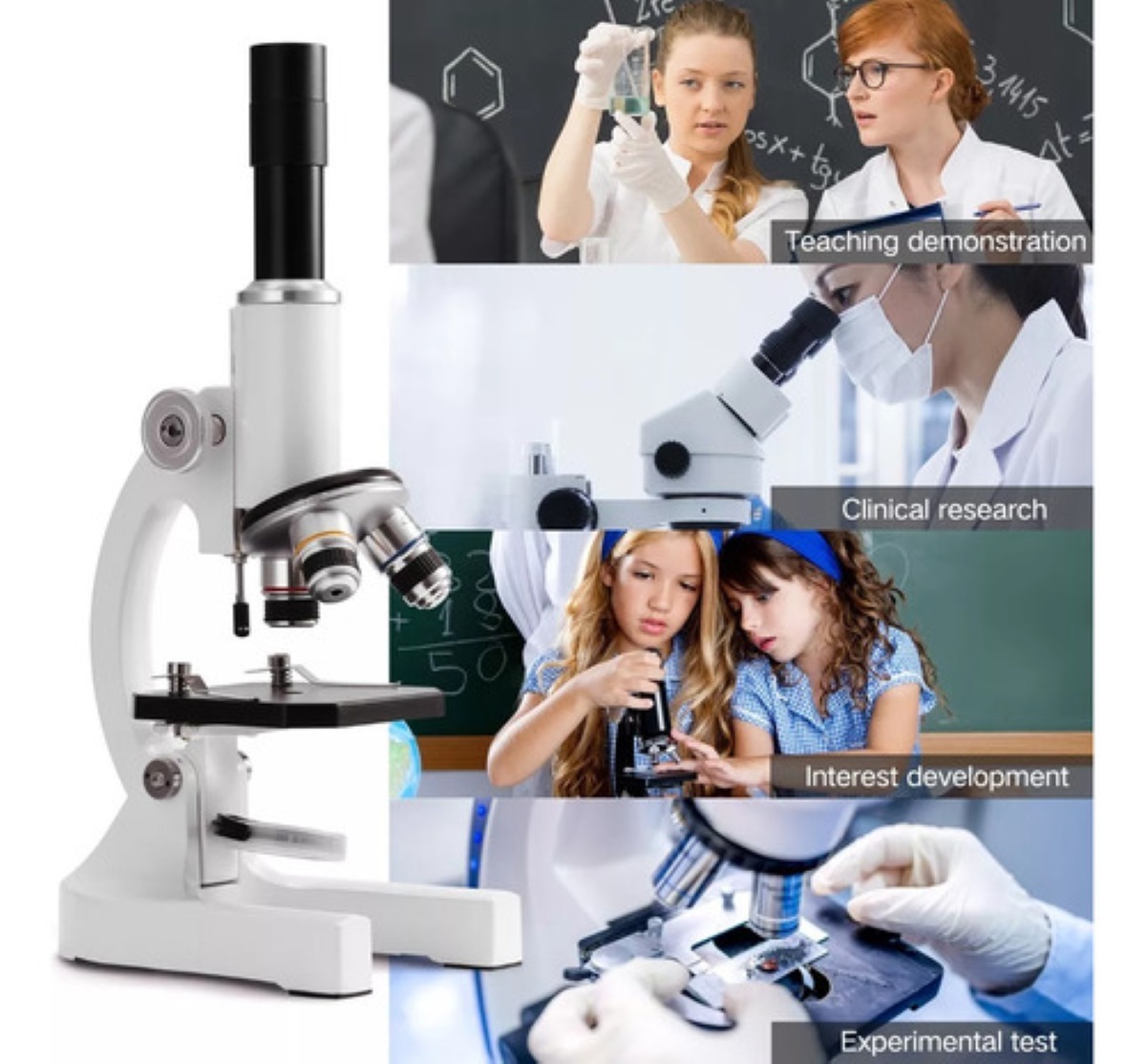Microscopio Óptico Monocular 64x-2400x Blanco