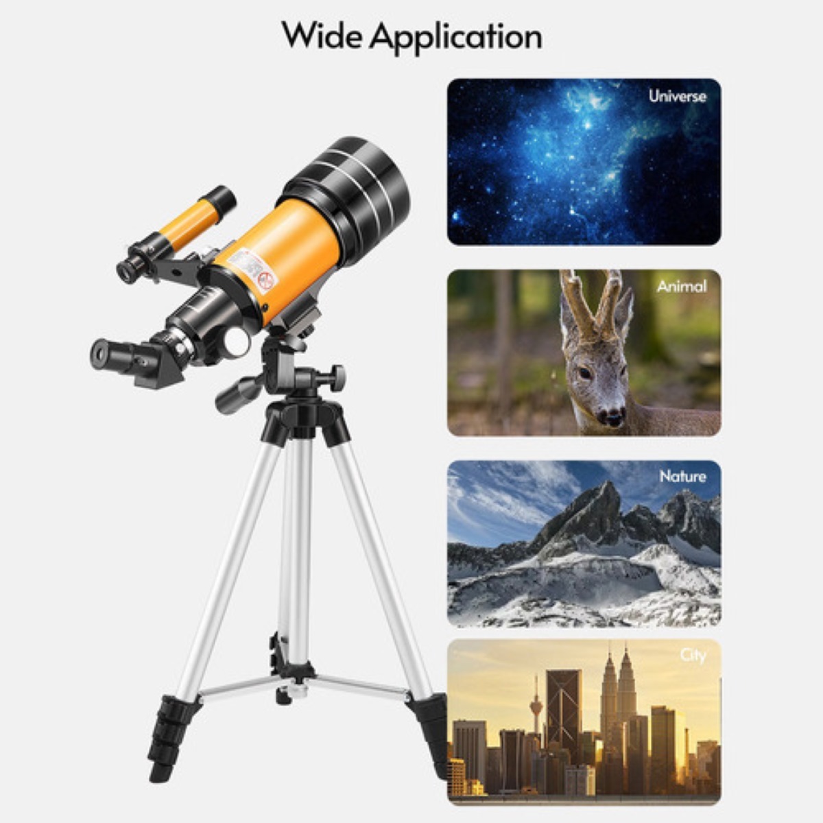 Telescopio Astronómico Monocular Con Trípode 70mm 15x-150x Naranja