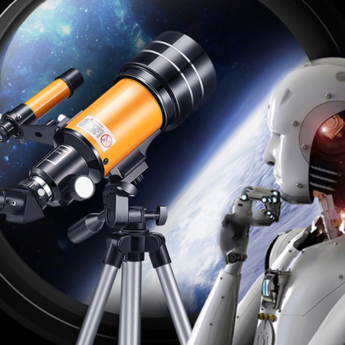 Telescopio Astronómico Monocular Con Trípode 70mm 15x-150x Naranja