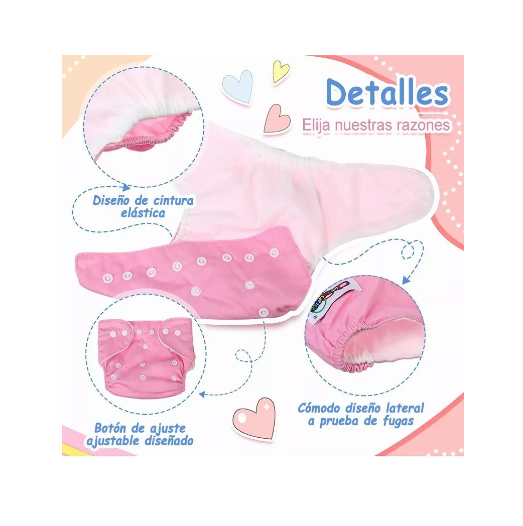 Pañales Ecologicos Paquete 5 Reutilizable + 5 Insertos