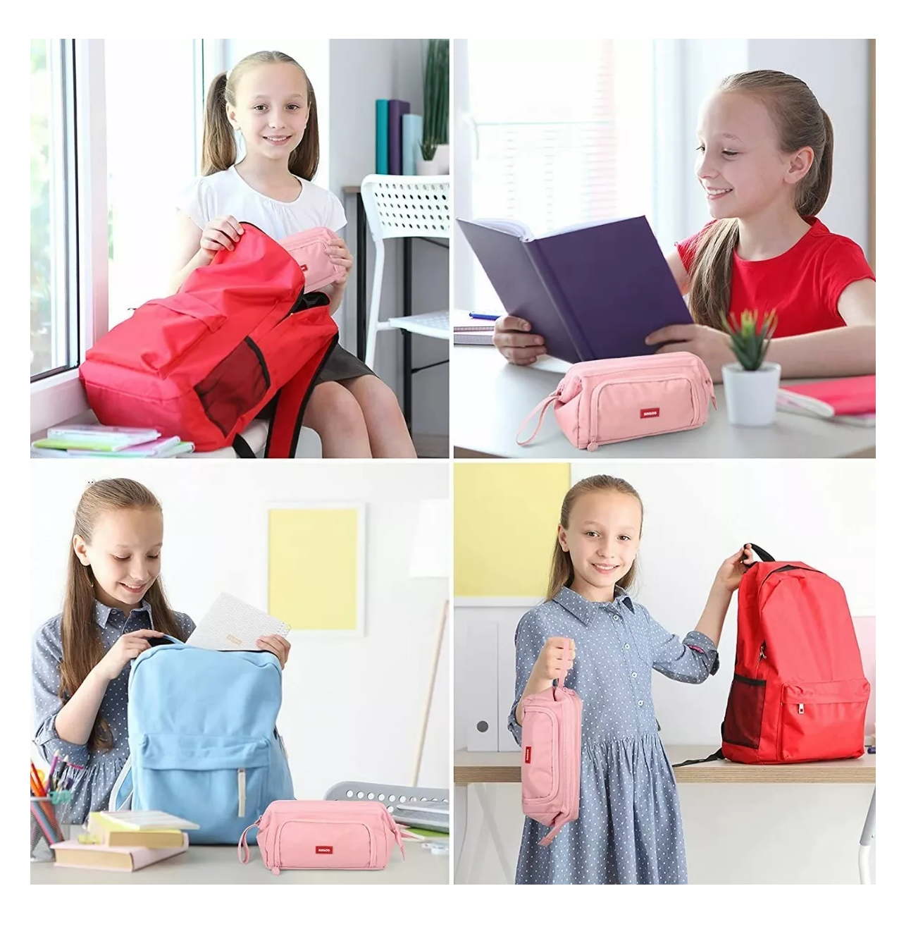 Estuche Para Lapices Doble Capa Organizadoras Rosa