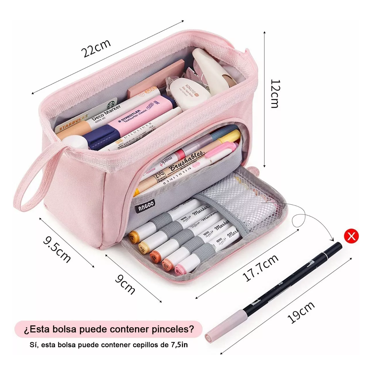 Estuche Para Lapices Doble Capa Organizadoras Rosa