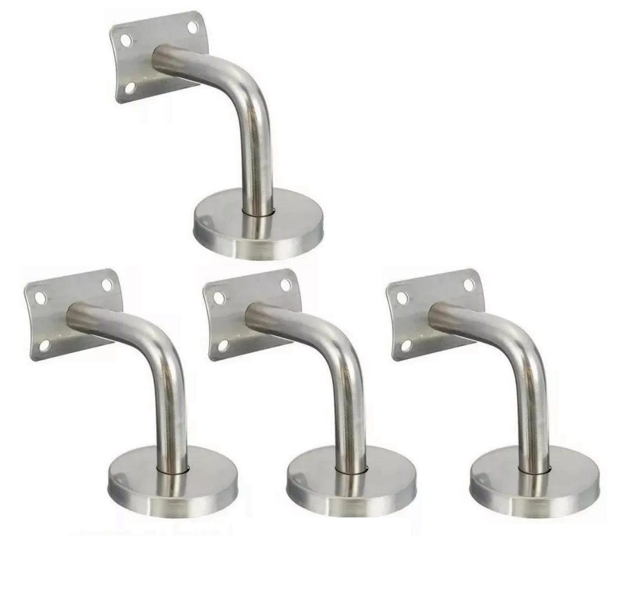 4 Pcs Soporte Muro Tubo Pasamanos Plata 