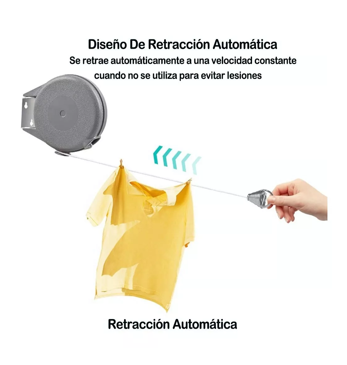 15m Tendedero De Ropa Carrete Exterior O Interior Gris 