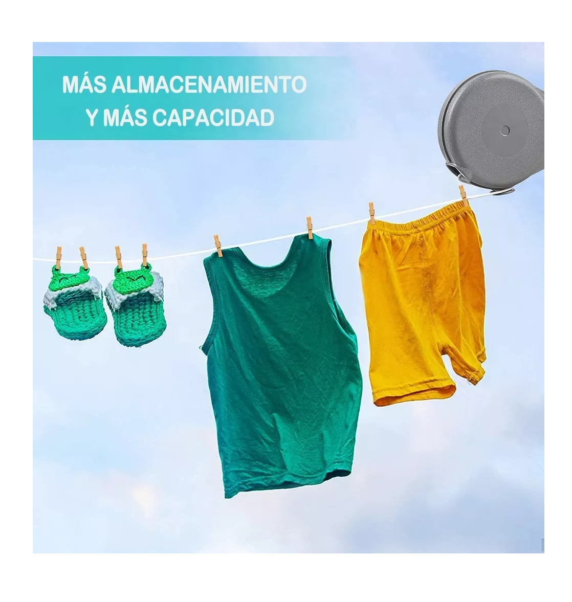 15m Tendedero De Ropa Carrete Exterior O Interior Gris 