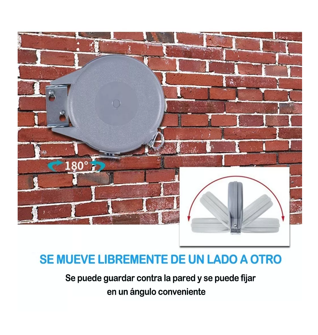 15m Tendedero De Ropa Carrete Exterior O Interior Gris 