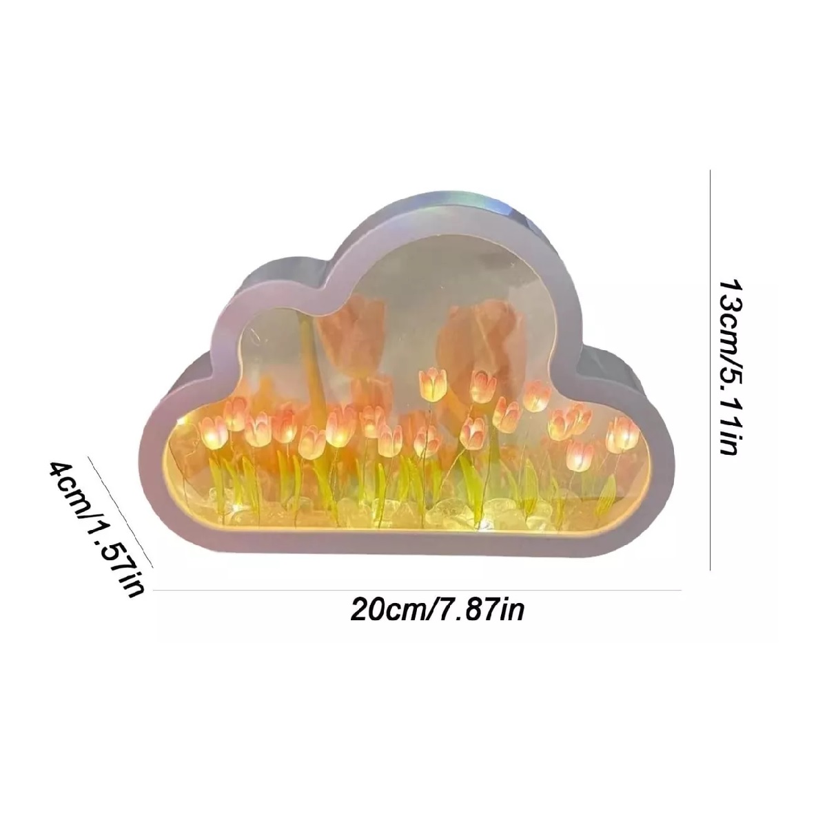 Luz Lámpara Noche Flor Tulipanes Nube Con Espejo Romántica Rosa