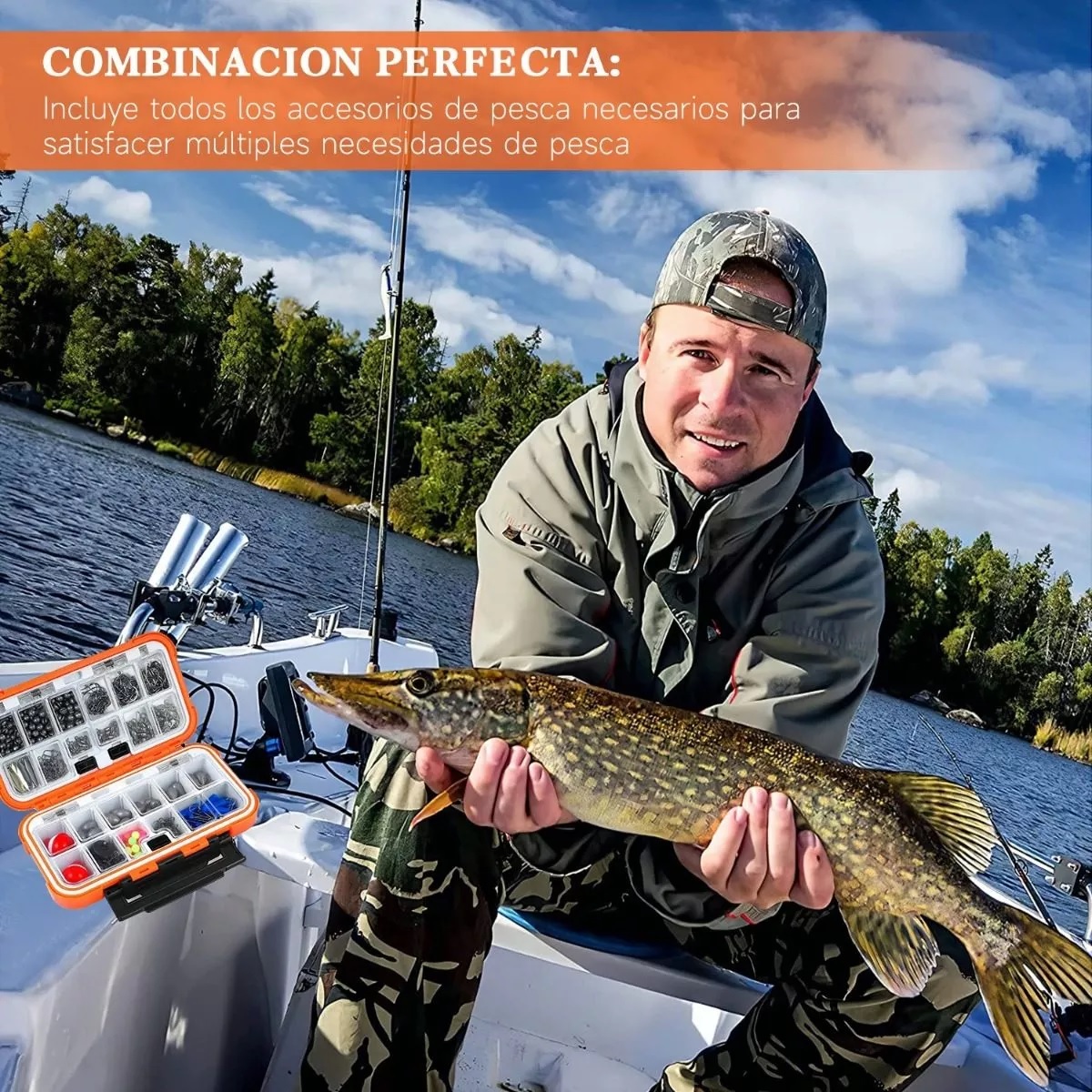 Kit De Accesorios De Anzuelos Pesca Señuelo Caja 255 Pzas