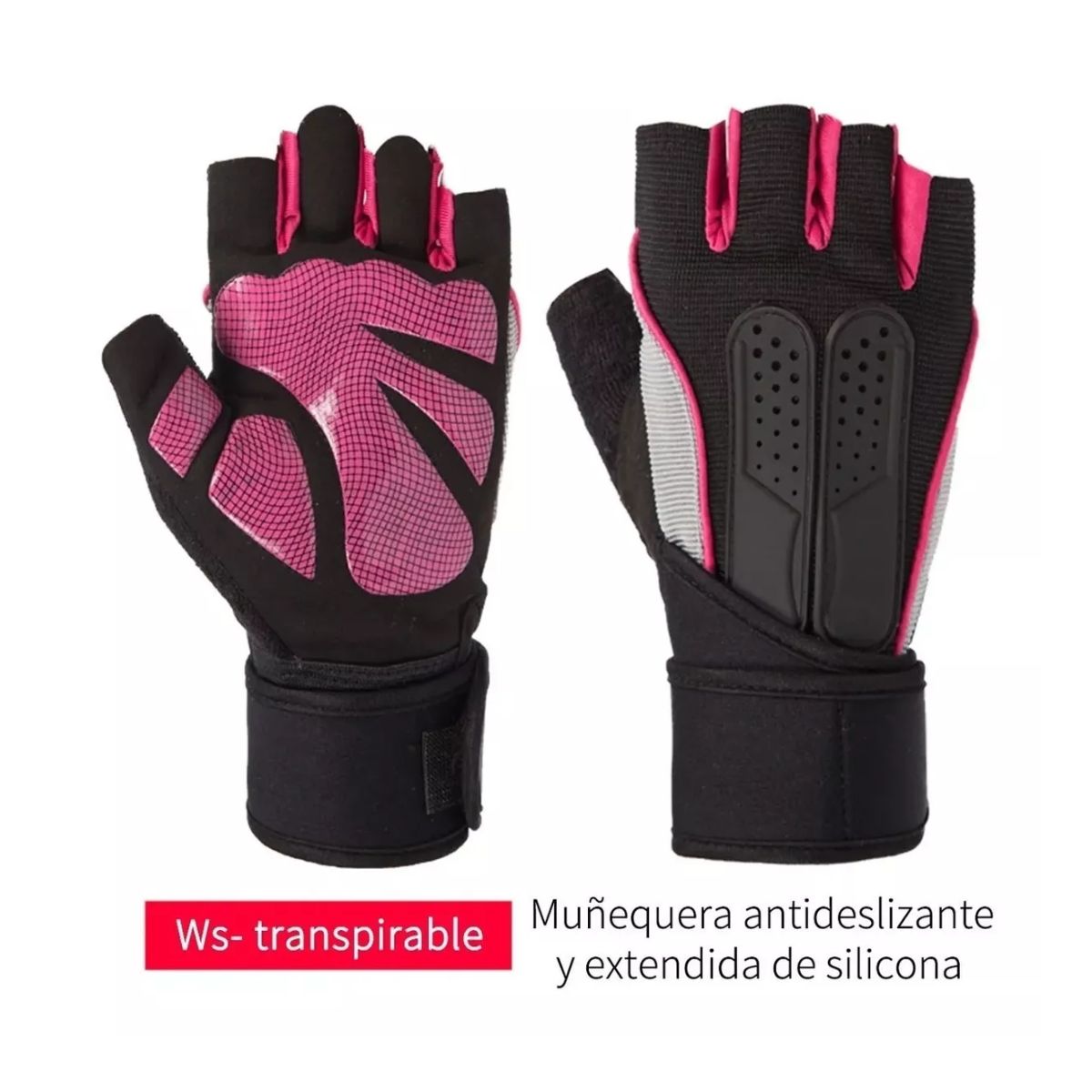 Guantes Gym Tacticos Pesas Crossfit Gimnasio Rosa M