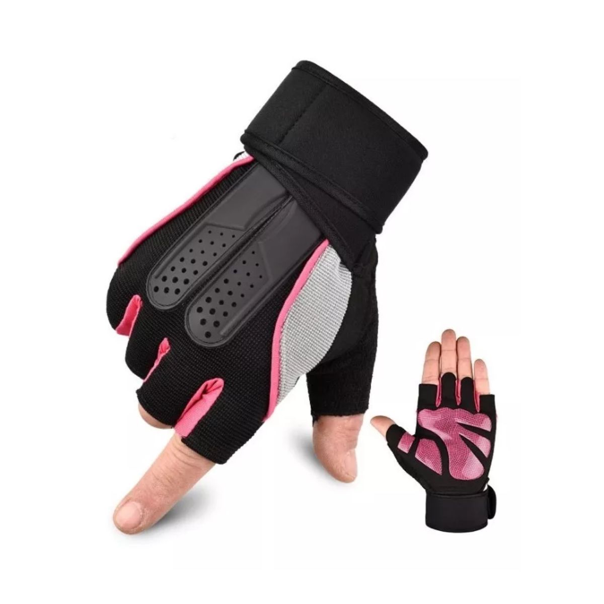 Guantes Gym Tacticos Pesas Crossfit Gimnasio Rosa M