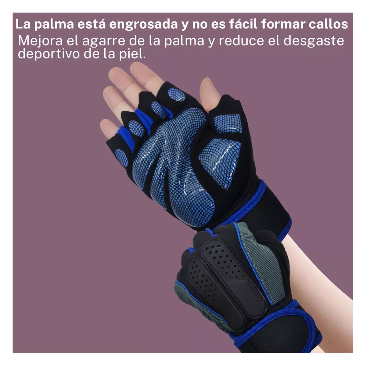 Guantes Gym Tácticos Pesas Crossfit Gimnasio  Azul M