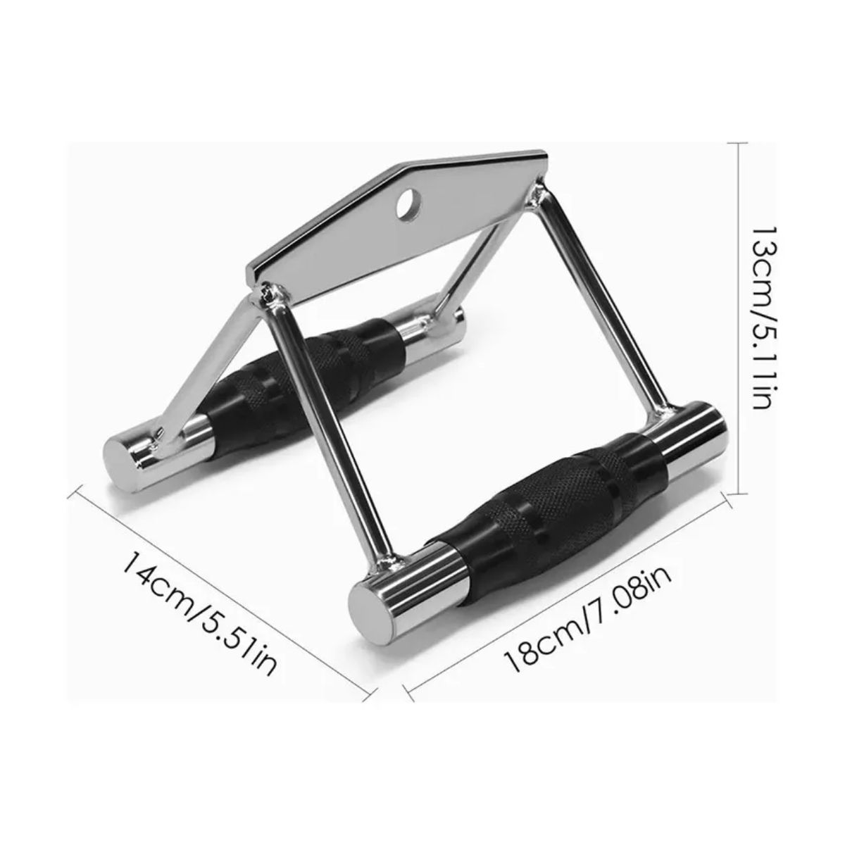 Agarre Triangular Para Remo Gym Tipo Doble D Recubierto Plata/Negro