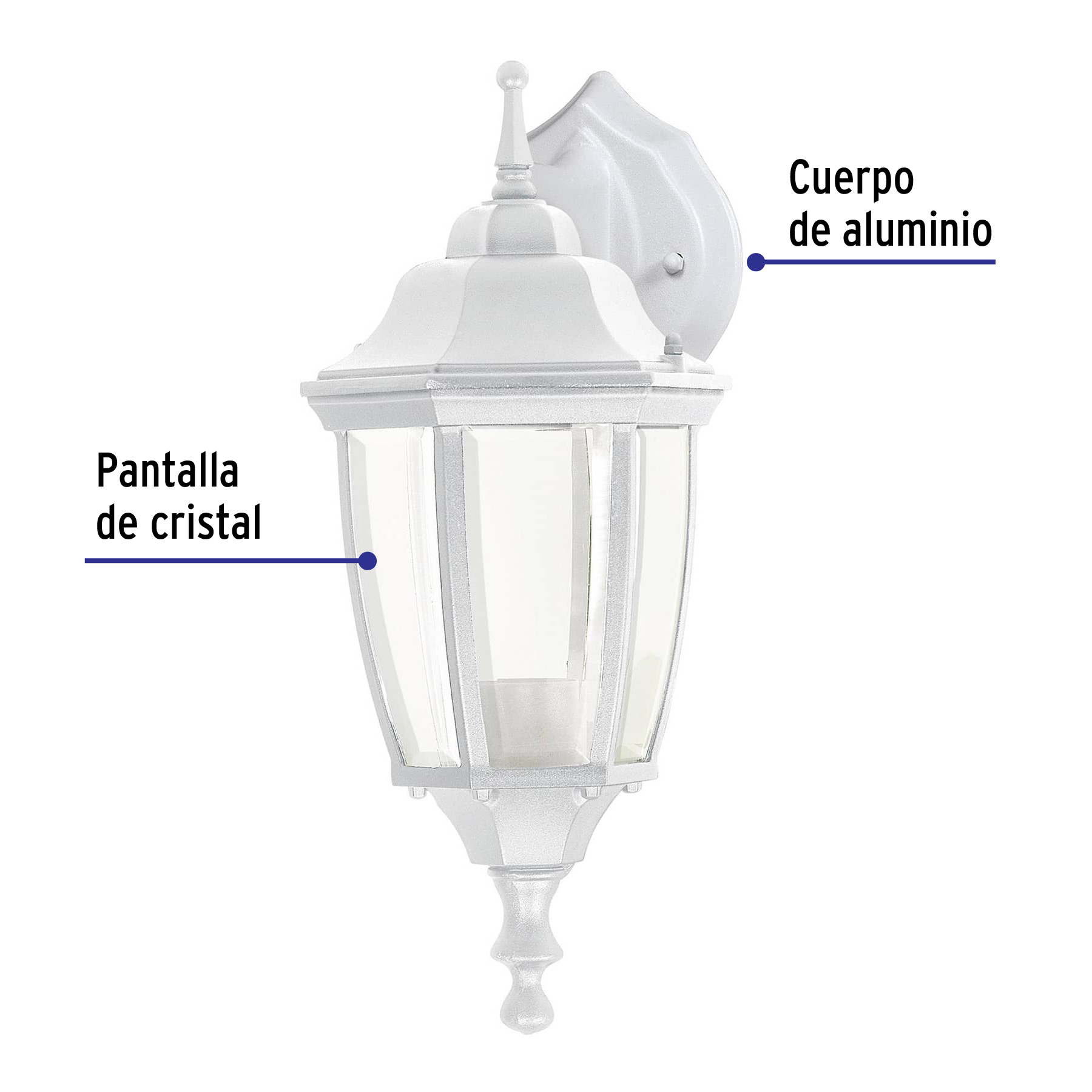 ARBOTANTE TIPO FAROL SUSPENDIDO BLANCO, LÁMPARA NO INCLUIDA VOLTECK 47290