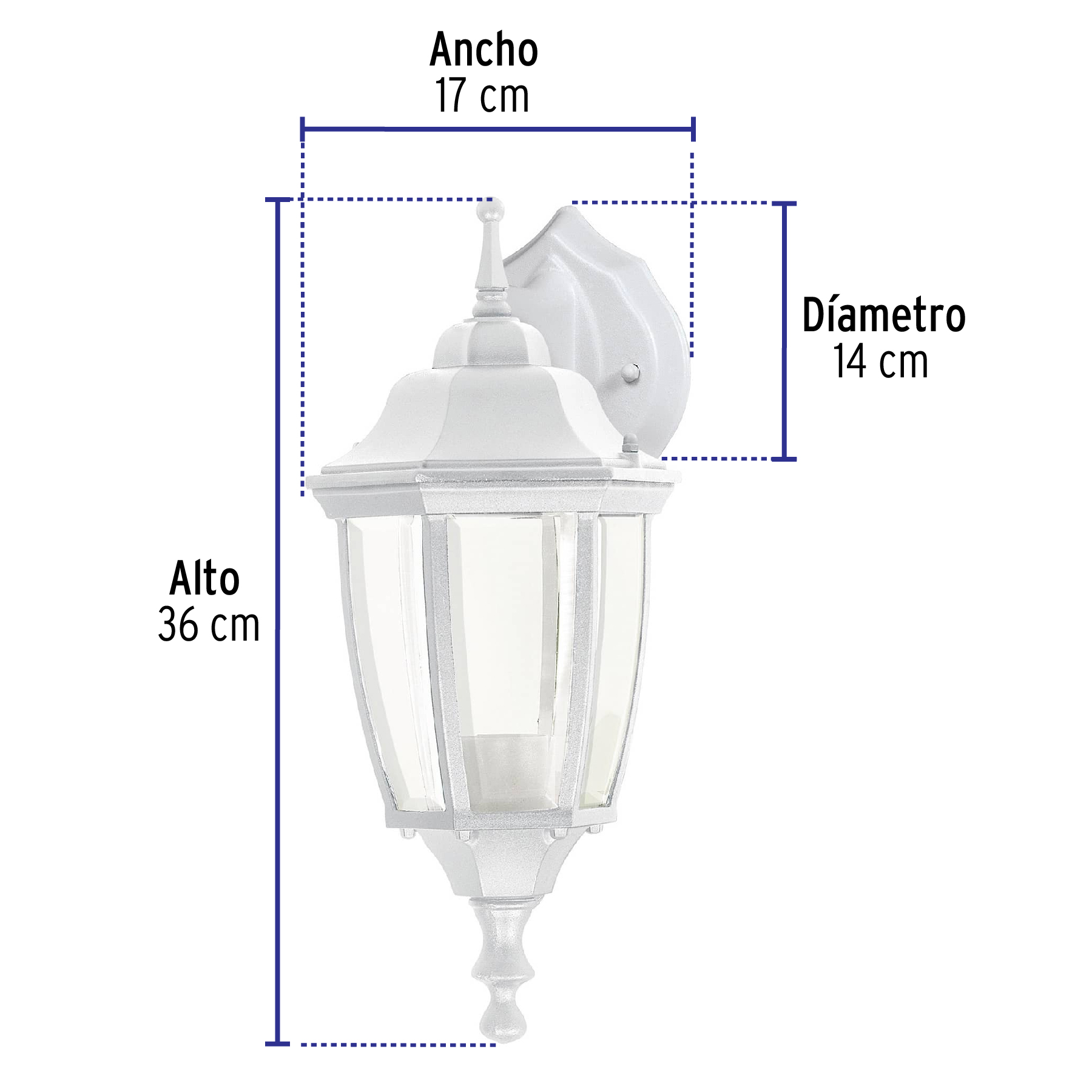 ARBOTANTE TIPO FAROL SUSPENDIDO BLANCO, LÁMPARA NO INCLUIDA VOLTECK 47290