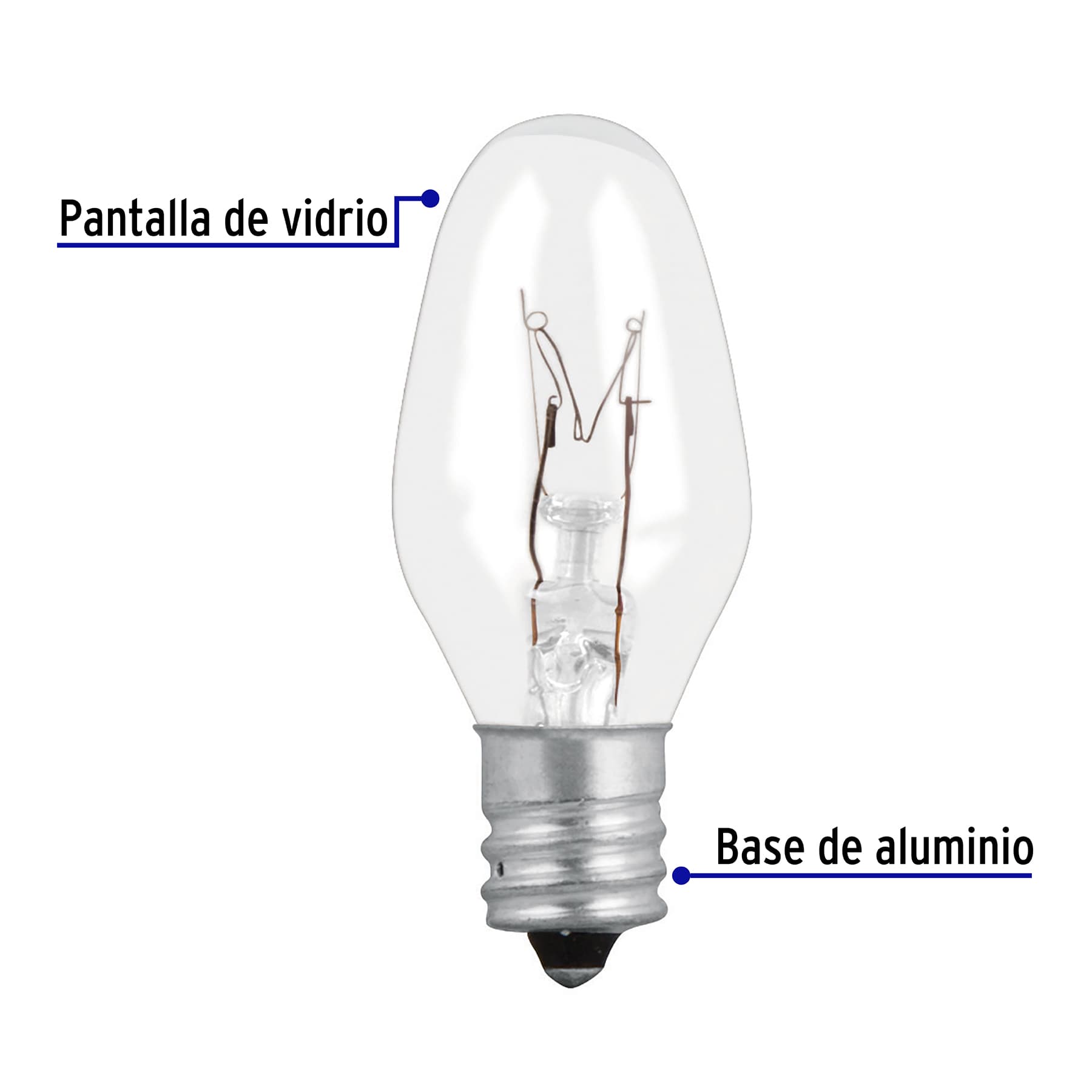 CAJA CON 50 FOCOS INCANDESCENTES TRANSPARENTES BASE E12 7.5W VOLTECK 46823