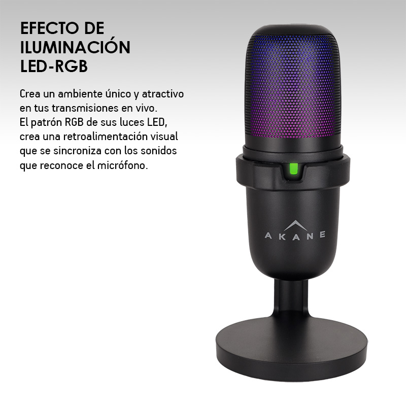 Micrófono Condensador Profesional USB con Filtro Antipop, LED y Base