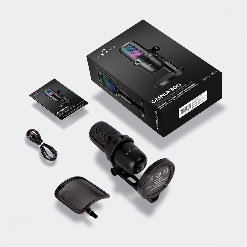 Micrófono Condensador Profesional USB con Filtro Antipop, LED y Base