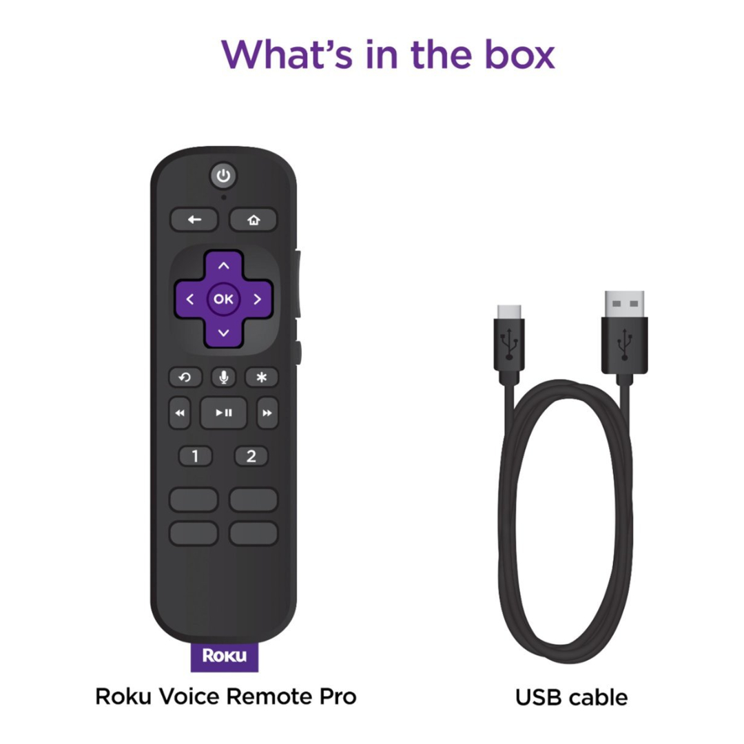 Roku Voice Remote Pro RCS01R - Control Remoto Recargable Con Controles De Tv Para Reproductores Roku, Roku Tv Y Roku Streambars