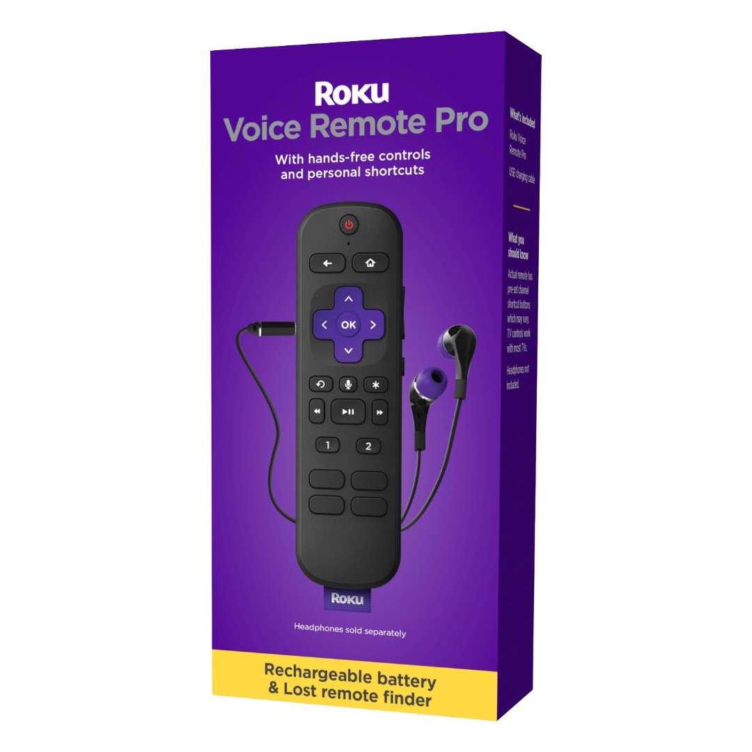Roku Voice Remote Pro RCS01R - Control Remoto Recargable Con Controles De Tv Para Reproductores Roku, Roku Tv Y Roku Streambars