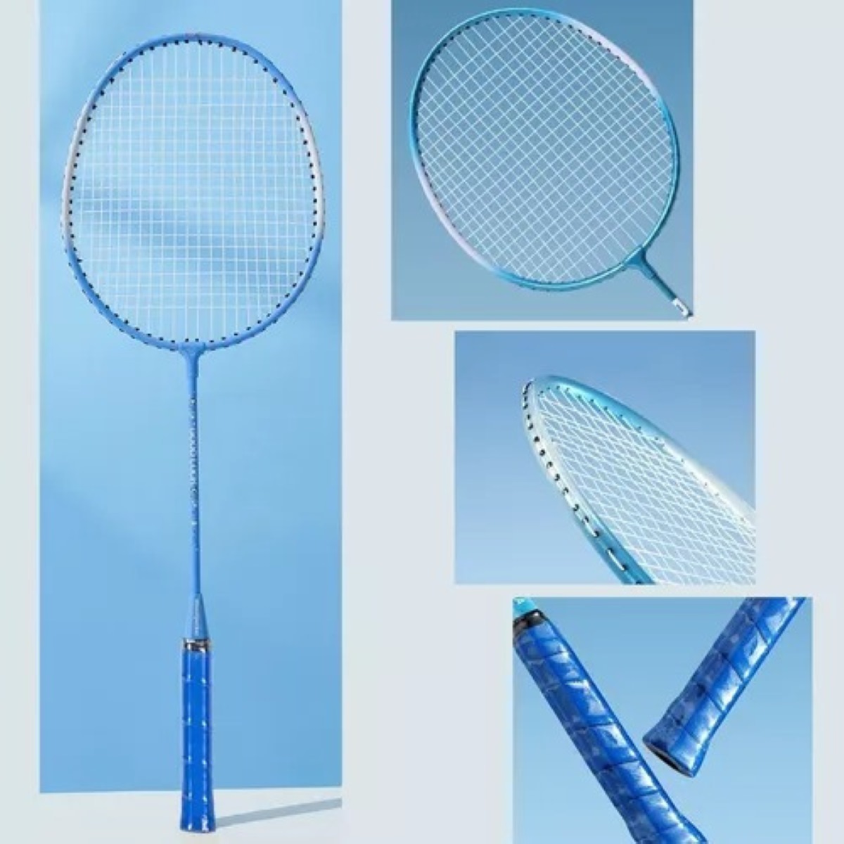 Juego De Bádminton Para Adultos 2 Raquetas Y 3 Gallitos Azul